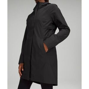 lululemon Rain Rebel Jacket In Black Size 6 Rain Trench Hoodie LW4BDFS